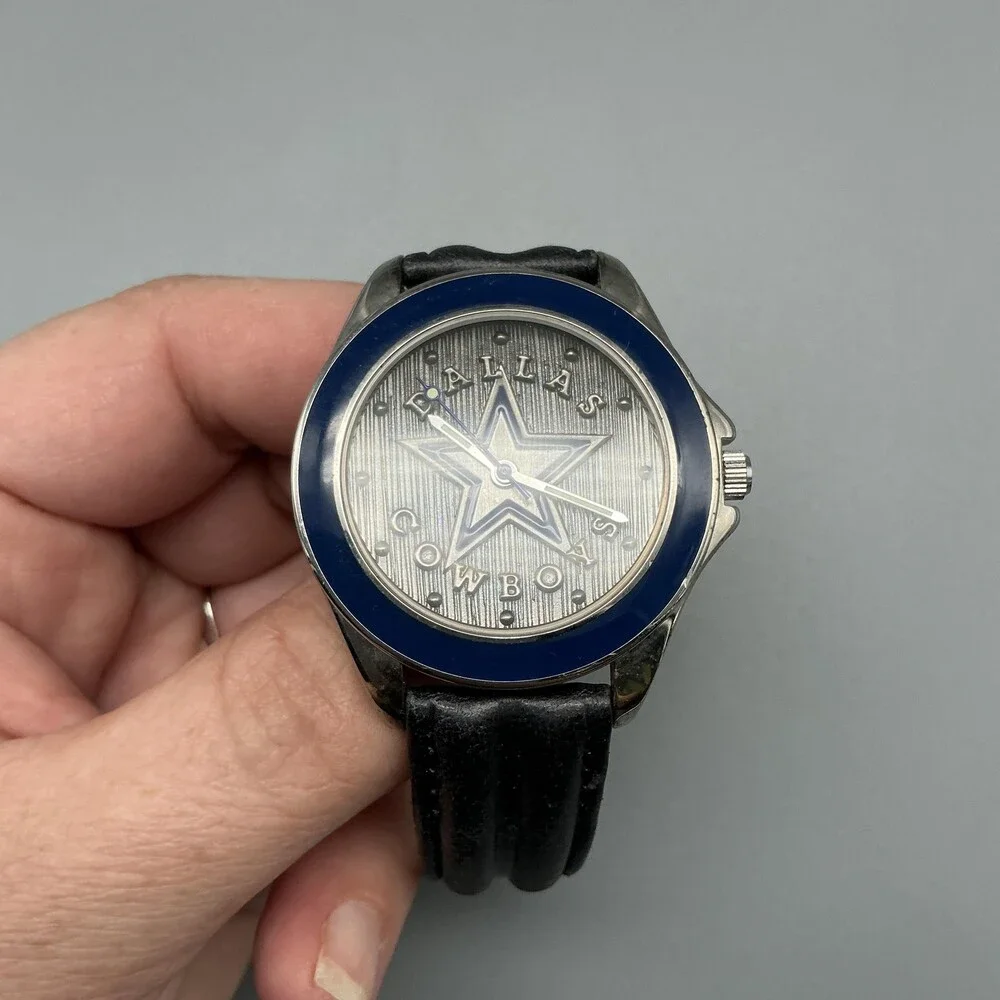 Vintage Fossil Dallas Cowboys Mens Watch 37mm Leather Limited NFL New Battery